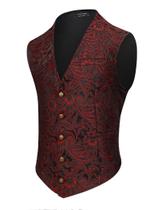 Colete COOFANDY Victorian Paisley Jacquard Wine Red M