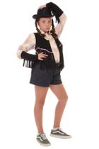 Colete Cowgirl PRETO Franjas + Adereço braço COUNTRY