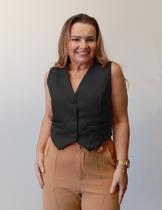 Colete Cropped Feminino Alfaiataria Moda Moderna