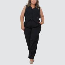 Colete Cropped Feminino de Alfaiataria Plus Size