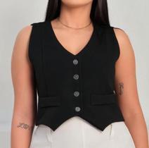 Colete curto alfaiataria feminino Premium 4 botoes transparentes Colete curto alfaiataria feminino Premium 4 botoes transparentes