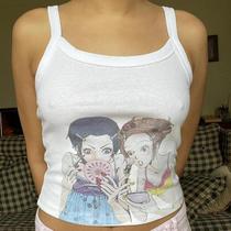 Colete Curto Casual Estampado Estilo Y2K Para Mulheres, Moda Punk Gótica, Estética Streetwear Colete Curto Casual Estampado Estilo Y2K Para Mulheres, Moda Punk Gótica, Estética Streetwear