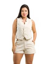 Colete Curto Com Linho Sem Elastano Colete Curto Com Linho Sem Elastano