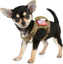 Colete de arreios de cão de serviço tático, K9 Ajustável Trabalho Militar De arreios resistente à água Confortável Treinamento MOLLE Dog Vest com alça (XS, Cáqui) - Hanshengday
