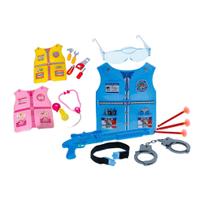 Colete de brinquedo kit medico, medica, construtor, policial + Acessórios da Profissão Divertido
