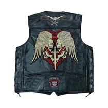 Colete De Couro Masculino Sem Mangas Para Motociclistas, Jaqueta Casual Com Patches Bordados, Moda
