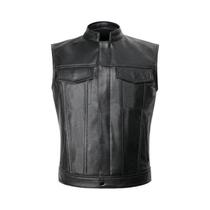 Colete De Couro Preto Masculino Para Motocicleta SOA Punk Primavera Gilet Sons of Anarchy Colete De Couro Preto Masculino Para Motocicleta SOA Punk Primavera Gilet Sons of Anarchy