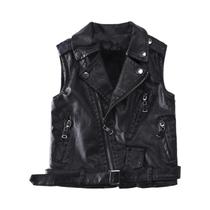 Colete De Couro PU Para Bebês Meninos E Meninas, Jaqueta Macia Estilo Motociclista, Primavera Colete De Couro PU Para Bebês Meninos E Meninas, Jaqueta Macia Estilo Motociclista, Primavera