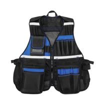 Colete De Ferramentas Multi-Bolsos Preto Azul Verde Em Tecido Oxford Com Faixas E Bolsa Para