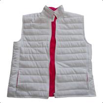 Colete de Frio Feminino Puffer Bobojaco Acolchoado Cores Cor:Branco com Rosa ChoqueTamanho:GG