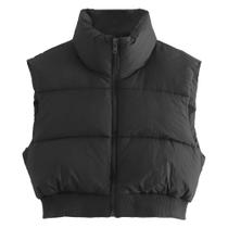 Colete de inverno feminino KEOMUD, leve, acolchoado, preto