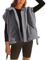 Colete de lã feminino APAFES, gola quente de inverno, cinza, XXL Colete de lã feminino APAFES, gola quente de inverno, cinza, XXL