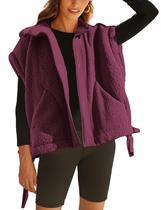 Colete de lã feminino APAFES, gola quente de inverno, vermelho-XXL Colete de lã feminino APAFES, gola quente de inverno, vermelho-XXL