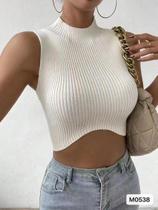 Colete De Malha Sem Mangas Com Gola Alta Para Mulheres, Roupa Básica De Verão Para Adolescentes