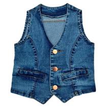 Colete de menina infantil jeans com lycra mini diva moda country Colete de menina infantil jeans com lycra mini diva moda country
