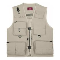 Colete de pesca de verão com vários bolsos verde militar para adulto