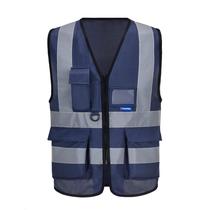 Colete de segurança A-SAFETY de alta visibilidade azul marinho com 7 bolsos Colete de segurança A-SAFETY de alta visibilidade azul marinho com 7 bolsos