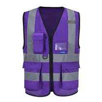 Colete de segurança A-SAFETY Hi Reflective Hi Vis 7 bolsos roxo 4-5XL Colete de segurança A-SAFETY Hi Reflective Hi Vis 7 bolsos roxo 4-5XL