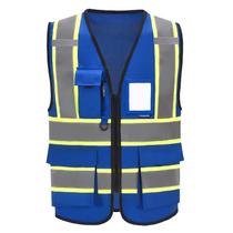 Colete de segurança AYKRM Blue High Visibility Reflective Colete Refletivo