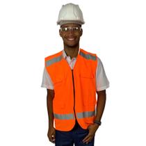 Colete de Segurança Faixa Refletiva REFORÇADO Uniforme Sinalização 4 bolsos