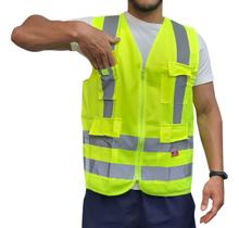 Colete De Segurança Faixa Refletiva Ziper Bolsos Verde M