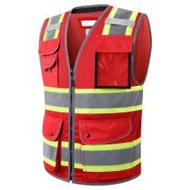 Colete de segurança JKSafety Hi-Vis Black Mesh 11 bolsos reflexivo