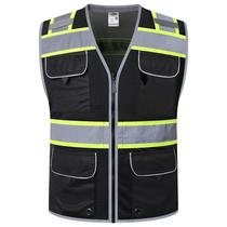 Colete de segurança JKSafety Hi-Vis de malha reflexiva com vários bolsos