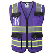 Colete de segurança JKSafety Hi Vis Reflective para homens e mulheres roxo M Colete de segurança JKSafety Hi Vis Reflective para homens e mulheres roxo M
