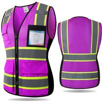 Colete de segurança Kazsaifo KZW-Purple para mulheres com 8 bolsos tamanho M
