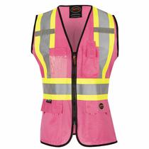Colete de segurança Pioneer para mulheres com fita reflexiva Hi-Vis rosa