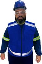 Colete de Segurança Plus Size Faixa Refletiva REFORÇADO Uniforme Sinalização 4 bolsos