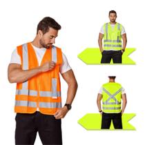 Colete de Segurança Refletivo com Bolso Brascamp Laranja ou Amarelo Alta Visibilidade
