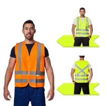 Colete de Segurança Refletivo com Bolso Brascamp Laranja ou Amarelo Alta Visibilidade
