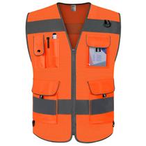Colete de segurança TCCFCCT Mesh Orange High Visibility para adultos