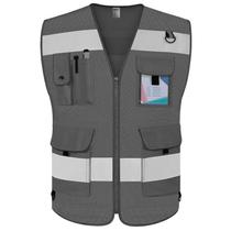 Colete de segurança TCCFCCT Mesh Reflective 9 bolsos de alta visibilidade