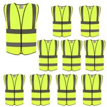 Colete de segurança ZOJO, refletivo de alta visibilidade, amarelo neon, pacote com 10