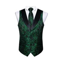 Colete De Smoking Masculino Paisley Com Gravata, Lenço De Bolso E Abotoaduras Combinando Para