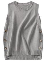 Colete de suéter ANRABESS Summer, sem mangas, canelado, cinza