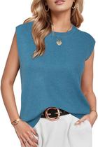 Colete de suéter Arach&Cloz Wool Blend, gola redonda, sem mangas