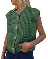 Colete de suéter feminino PRETTYGARDEN verde de verão Knit M