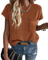 Colete de suéter KIRUNDO 2025 de manga curta para mulheres Rust S