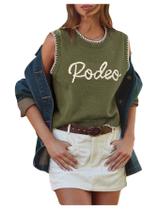 Colete de suéter SOLY HUX feminino com estampa de letras verde militar
