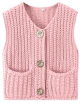 Colete de suéter WROLEM Crochet Knit Up vintage rosa