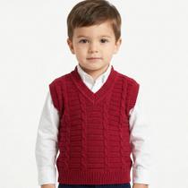Colete de Trançado Tricô Kids Canelado Vermelho Colete de Trançado Tricô Kids Canelado Vermelho