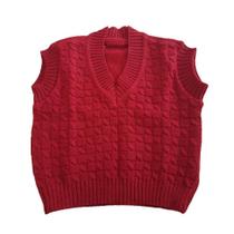 Colete de Tricô de Bebê Trançado Tricô Kids Vermelho Colete de Tricô de Bebê Trançado Tricô Kids Vermelho