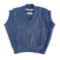 Colete de Tricô Heitor Trabalhado Azul Jeans Colete de Tricô Heitor Trabalhado Azul Jeans