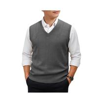 Colete De Tricô Masculino Leve Sem Mangas Com Decote Em V Para Outono
