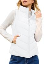 Colete Dokotoo casual acolchoado quente, inverno, sem mangas, branco, feminino