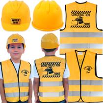 Colete e Chapéu de Construção AnaPoliz Kids - Amarelo