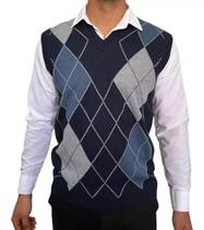 Colete escocês tricot masculino - MICHEHELEN